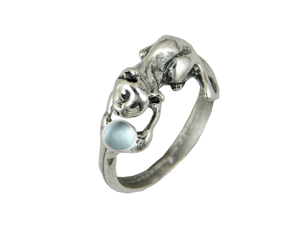 Sterling Silver Kitty Cat Ring With Blue Topaz Topaz Size 6 Sterling Silver Kitty Cat Ring With Blue Topaz Topaz Size 6